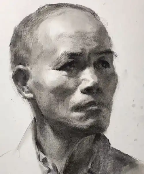 第三集朱传奇教你在男老年素描头像中把握暗部的虚实变化
