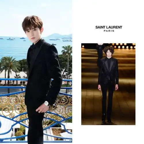 王源戛纳红毯服装解析黑色西装彰显高贵气质
