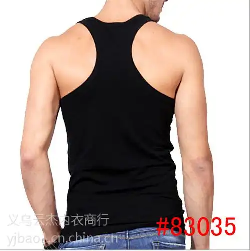 批发男式无缝健美背心云梦妮男士背心黑色罗纹时尚健美背心图片大全义乌云杰内衣商行
