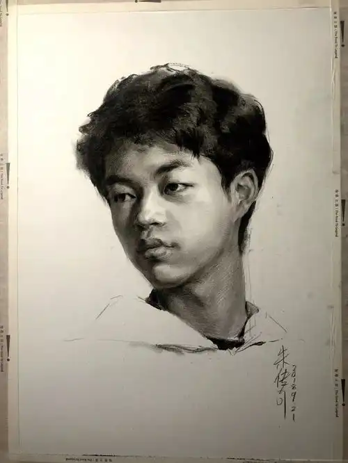 传奇绘画课堂回顾第二九一集朱传奇教你画有动态的侧光男青年素描头像
