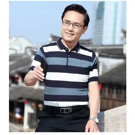 洋湖轩榭爸爸春夏男士体恤4050岁中年男士长袖t恤中老年爷爷装打底衫
