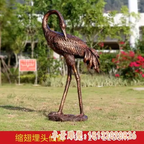 青铜仙鹤铜雕营口仙鹤紫铜雕塑
