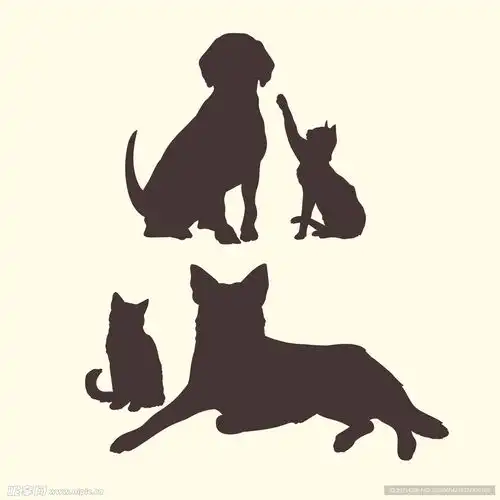 矢量猫狗宠物剪影动物轮廓图片设计图
