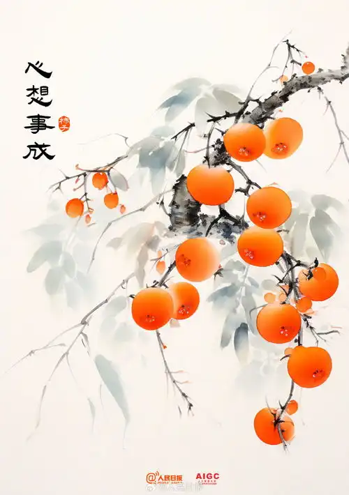 ai画出了中国风的硕果累累
