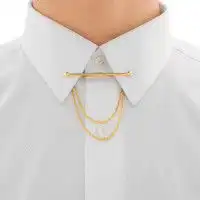 欧妖领带领结ouyao欧妖新款领带夹男士商务职业正装简约盒装领带扣针呔夹别针西装金色彩条多少钱
