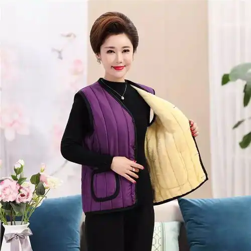 中老年男士马甲秋冬装女士背心加绒保暖棉马夹中年妈妈装大码坎肩
