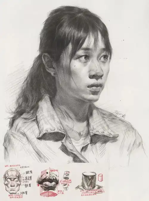 教程最全解析素描头像女青年画法
