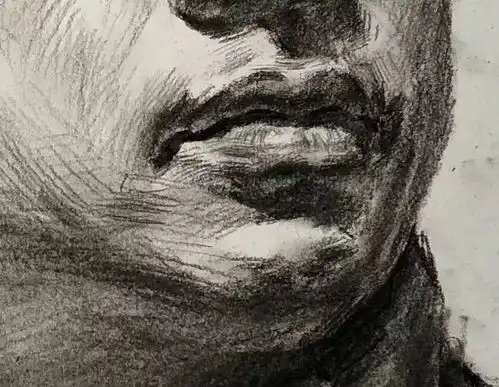 教程教你画标准式四分之三侧男中年素描头像
