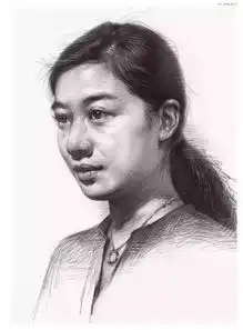 女性素描头像的面部结构
