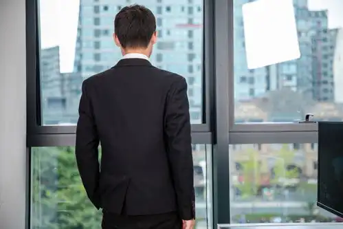 看向窗外商务企业职员男性背影人物摄影图摄影
