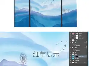 北欧风简洁唯美梦幻手绘山水蓝色清新背景墙图片素材效果图下载现代简约电视背景墙图大全电视背景墙编号18494315
