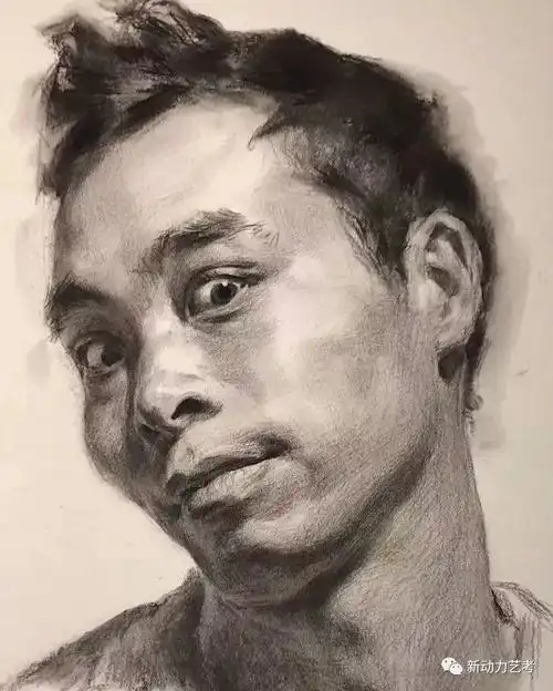 男中年素描头像步骤解析
