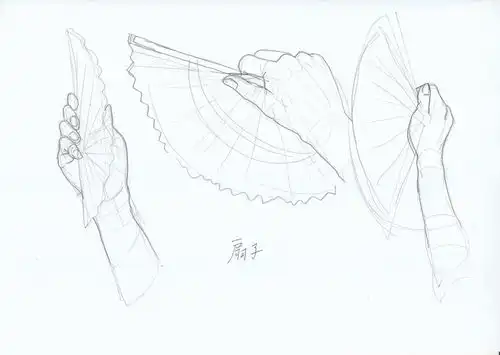 古风必备,各种扇子以及各角度手拿扇子画法
