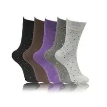 迪渡男士精梳棉商务休闲圆点中袜五双套装彩均码4044
