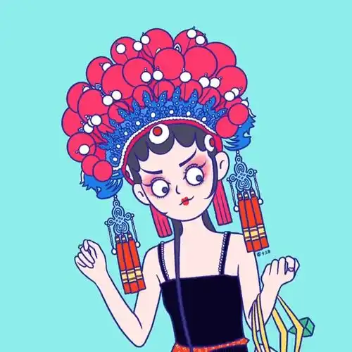 眼前戏,腔缓急,一折演得淋漓戏曲女孩系列插画原创插画手绘头像国粹国潮漫画
