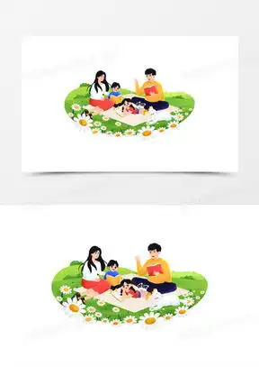 一家五口卡通图片唯美
