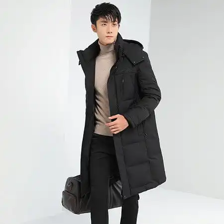 汤河之家2020冬季新款男式羽绒服男超长款连帽休闲男士白鸭绒外套男装a图片大全邮乐官方网站
