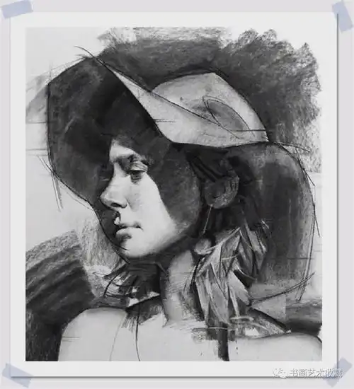 美国绘画油画风格的素描,好看
