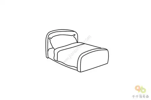 卧室里的温馨床简笔画
