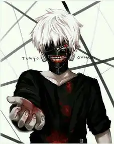 东京食尸鬼男主角头像,一半是面具,一半是脸
