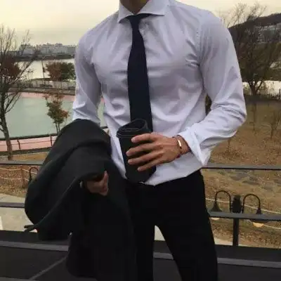 小清新白衬衫侧脸和半身男生头像
