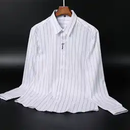 汤河之家2019秋季新款长袖衬衫男青年时尚修身精品刺绣条纹衬衣男装c
