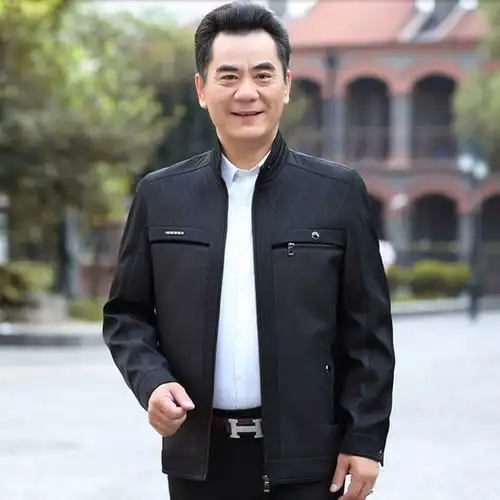 2019新款中年爸爸春秋季薄款男士外套春秋夹克50岁中老年外套男装
