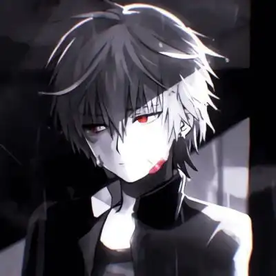 男生头像动漫帅气高冷黑白红眼二次元头像男
