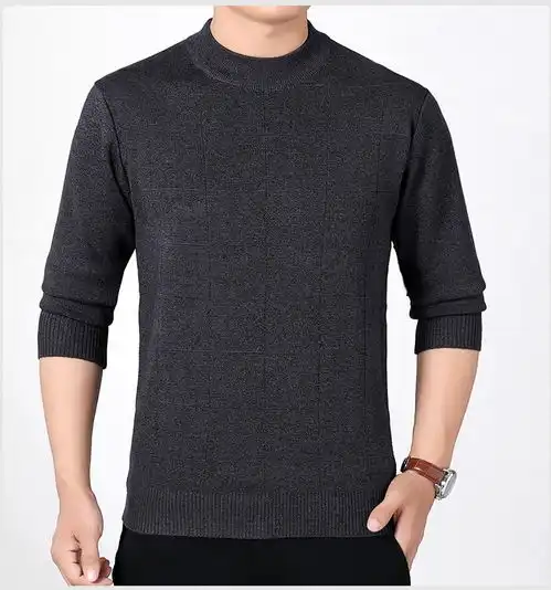 瀚瑞中老年男装秋冬圆领打底毛衣商务休闲男针织衫长袖套头衫大码爸爸装wym5801
