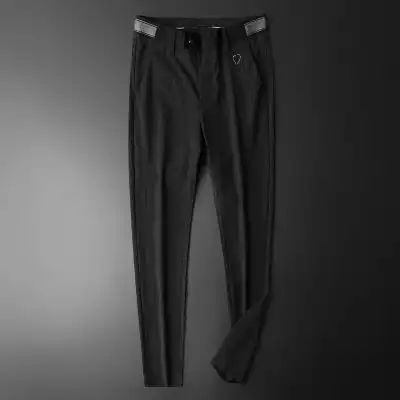 2020春夏薄款高端男士休闲西裤轻奢简约修身长裤刺绣kx505p145
