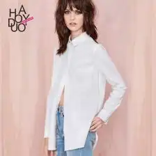 男友风长袖大码白衬衫
