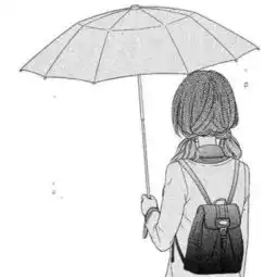黑白qq头像卡通少女背影
