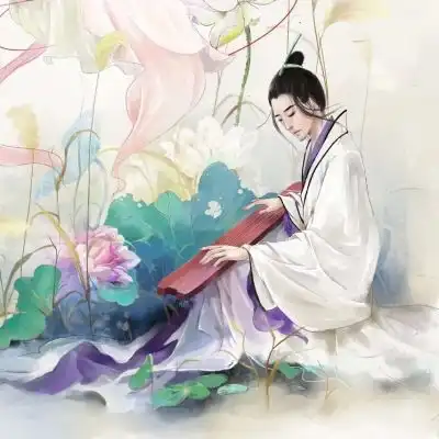 唐崎夜雨手绘古风唯美情头
