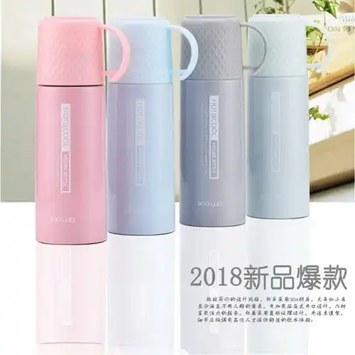 保温杯304不锈钢男女学生韩版简约清新水杯潮流便携手提盖杯子
