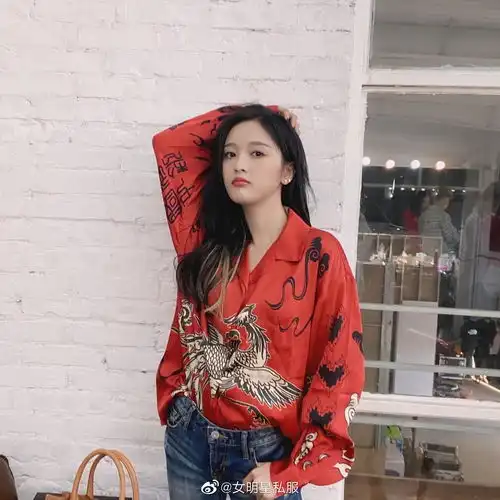 吴宣仪刘雯撞中国风仙鹤衬衫,谁更美
