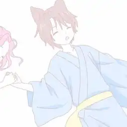 情侣头像,日本漫画的,女生是粉色衣服,男生是蓝色的衣服,牵手的
