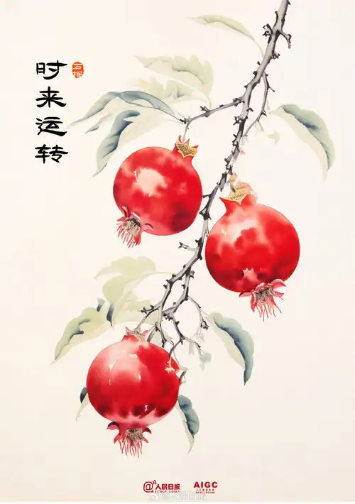 ai画出了中国风的硕果累累

