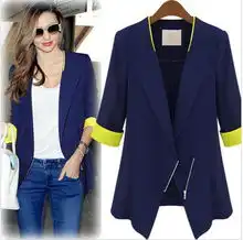 欧美原单亚麻中袖小西装外套女夏装薄款韩版修身小西服防晒衫
