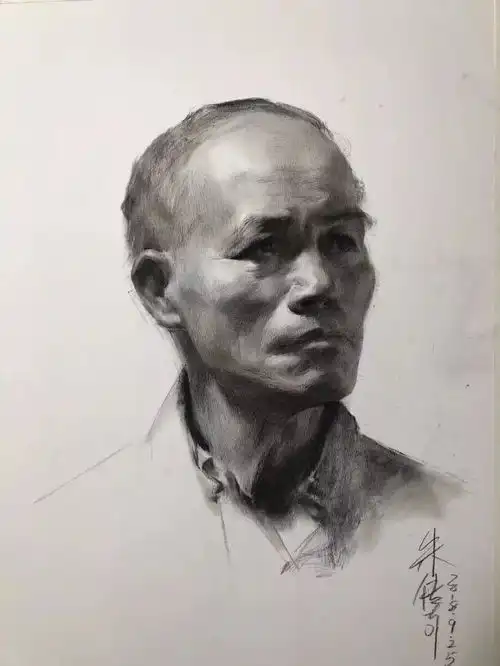 第三集朱传奇教你在男老年素描头像中把握暗部的虚实变化
