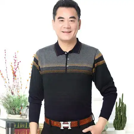 洋湖轩榭爸爸针织衫男士秋装中年上衣中老年人男装打底衫春秋季衣服男秋款图片大全邮乐官方网站
