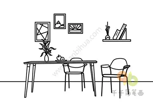 简约餐厅简笔画
