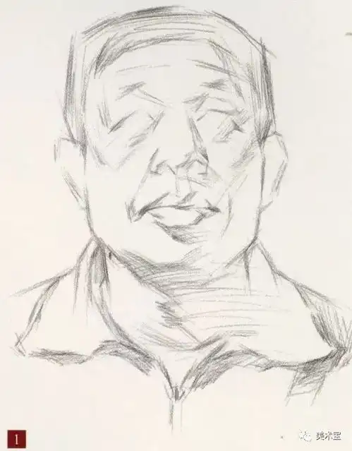 素描头像男中年正面作画步骤
