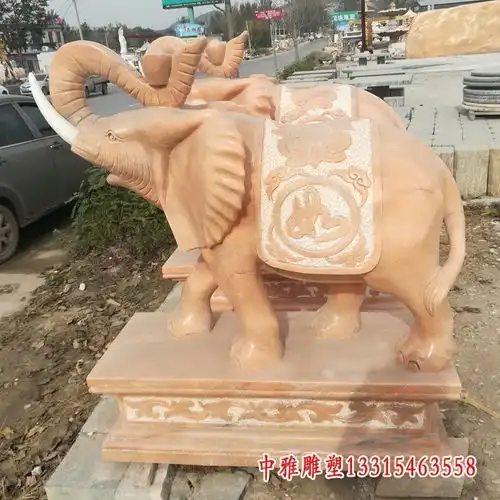 大理石仿古招财大象山东大象汉白玉雕塑图片

