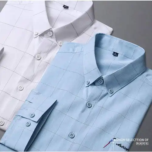 汤河之家春夏季薄款纯棉衬衫男士青年潮流中袖刺绣寸衫修身型男装格子衬衣a
