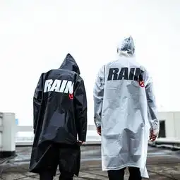 enshadower隐蔽者国潮黑色潮牌字母印花雨衣外套eva户外运动长款雨披均码185cm180斤以下可穿男女同款
