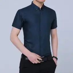 夏季男短袖衬衫韩版修身潮流纯色衬衣薄款个性帅气休闲寸衫
