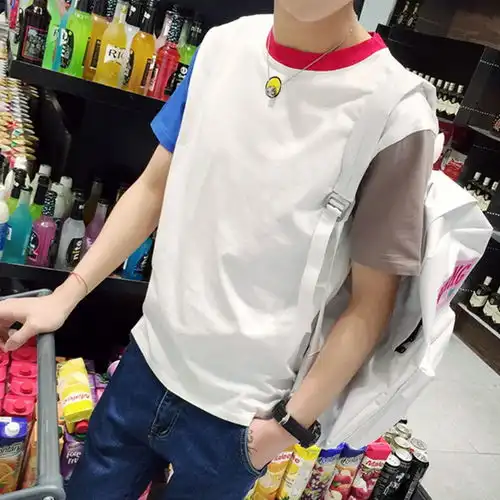 林弯弯短袖t恤夏季男士小清新圆领半袖衣服青少年韩版修身体恤潮
