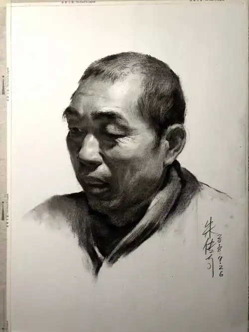 第二九八集朱传奇教你在男老年素描头像中处理整体的暗部
