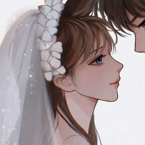 手绘卡通头像情侣插画