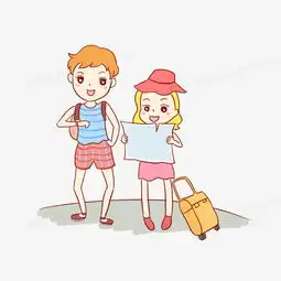 国庆出游旅游情侣手绘卡通元素png图片素材免费下载psd格式熊猫办公
